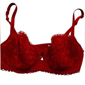 MAISON LEJABY UNDERWIRE RED BRA NEW Elegant Red Lace 36D